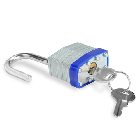 Belle Vous Heavy Duty Laminated Steel Shackle Padlocks with 2 Keys (12 Pack) - 6mm Shackle - 6.4 x 4.2 x 2.4cm/2.36 x 1.65 x 0.94 inches - Weatherproof Indoor/Outdoor Keyed Locks for Storage & Locker