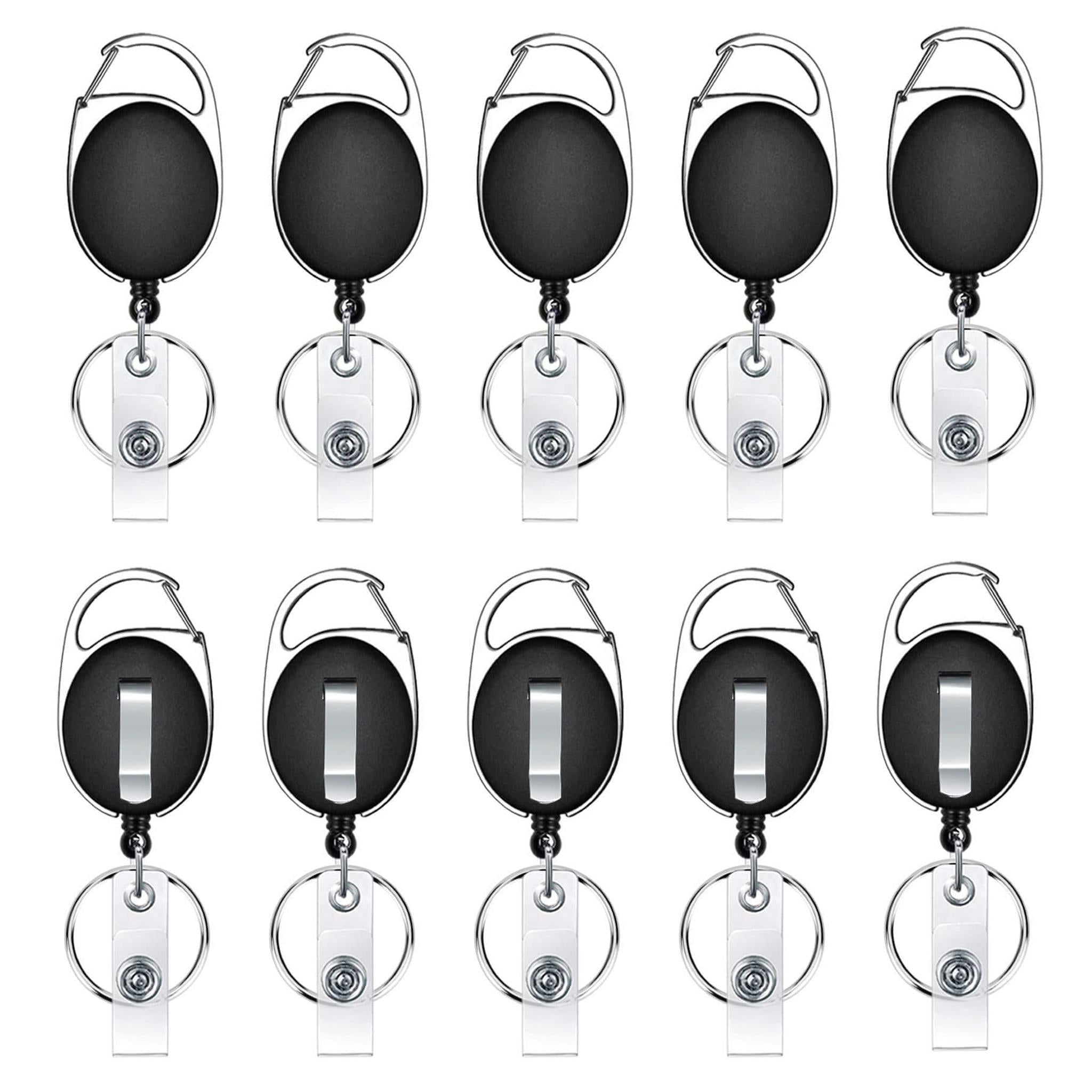 Self Retractable ID Badge Holder Key Reel, Heavy Duty Metal Body, 30 Inches  Upgraded Dyneema Cord, Carabiner Keychain with Belt Clip, Hold Up to 15  Keys and Tools 