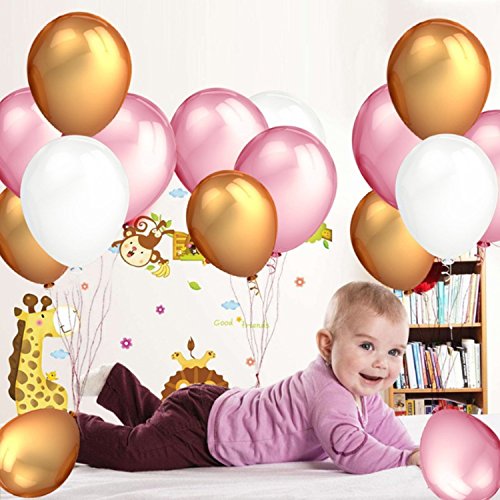 Latex Balloons (12 Inch) - 34 Gold, 34 Pink, 34 Pearl White Foil Baloo –  Tinyyo