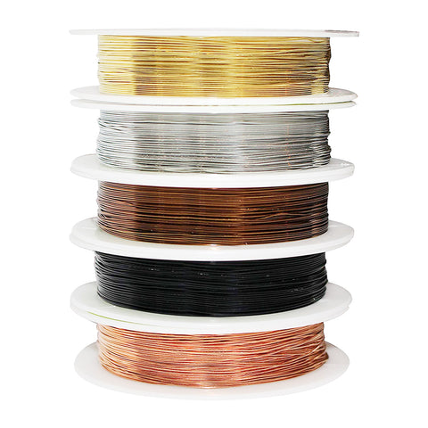 5 Rolls of Wire Wrapping Kit - Coloured Wire, Jewellery Beading Soft copper Wire, Resistant bare Copper Wire Craft Jewellery making 0.4mm Thickness 26 Gauge