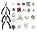 Kurtzy Silver Plated Jewellery Making kit - Jewelry Findings Starter Set with Pliers, Wire Cord Lobster Claw Clasps and Silver Findings for Earrings & Necklaces