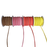 12 Pack of Suede Fabric Edge Trim Cord Ribbon by Curtzy - Assortment of Colours - 3m Rolls - 3mm Thickness - Soft Design with Bright Pigment- Embroidery Ribbons - Applique Craft Set