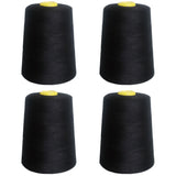 Curtzy - Sewing thread - 4 x 5000 Yard Black Sewing Machine Polyester Thread  Spool Perfect for Hand & Machine - Cross Stitch threads For Embroidery, Quilting & Upholstery