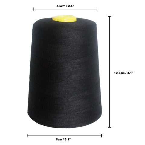 Curtzy - Sewing thread - 4 x 5000 Yard Black Sewing Machine Polyester Thread  Spool Perfect for Hand & Machine - Cross Stitch threads For Embroidery, Quilting & Upholstery