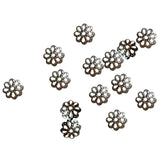 Silver Plated Daisy Flower Metal Bead Caps