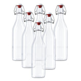 6 Pack Clip Top Glass Bottle / Swing Top Bottles / Traditional Airtight Clip Top Preserve Glass Bottles - 960ml Home Brew Bottles for Drinks, Beer, Wine, Condiments & More - Glass Bottle Stopper