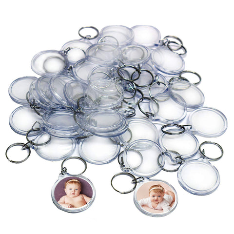 50 Clear Round Acrylic Photo Keychains