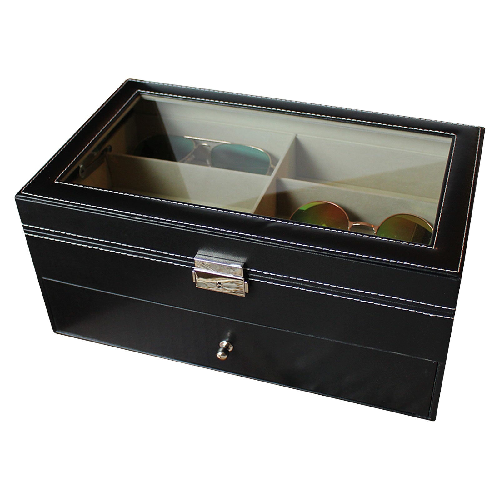 Sunglasses Display Case - 12 Compartments of Eyeglass Organizer