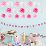 Paper Pompom and Circle Bunting Banner Party Decoration Set